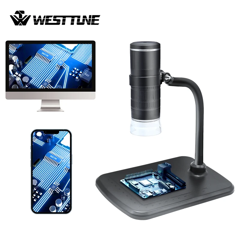 WESTTUNE 50X-1000X WiFi Digital Microscope Portable Handheld USB Microscope Magnifying with Stand for iPhone Lab Inspection
