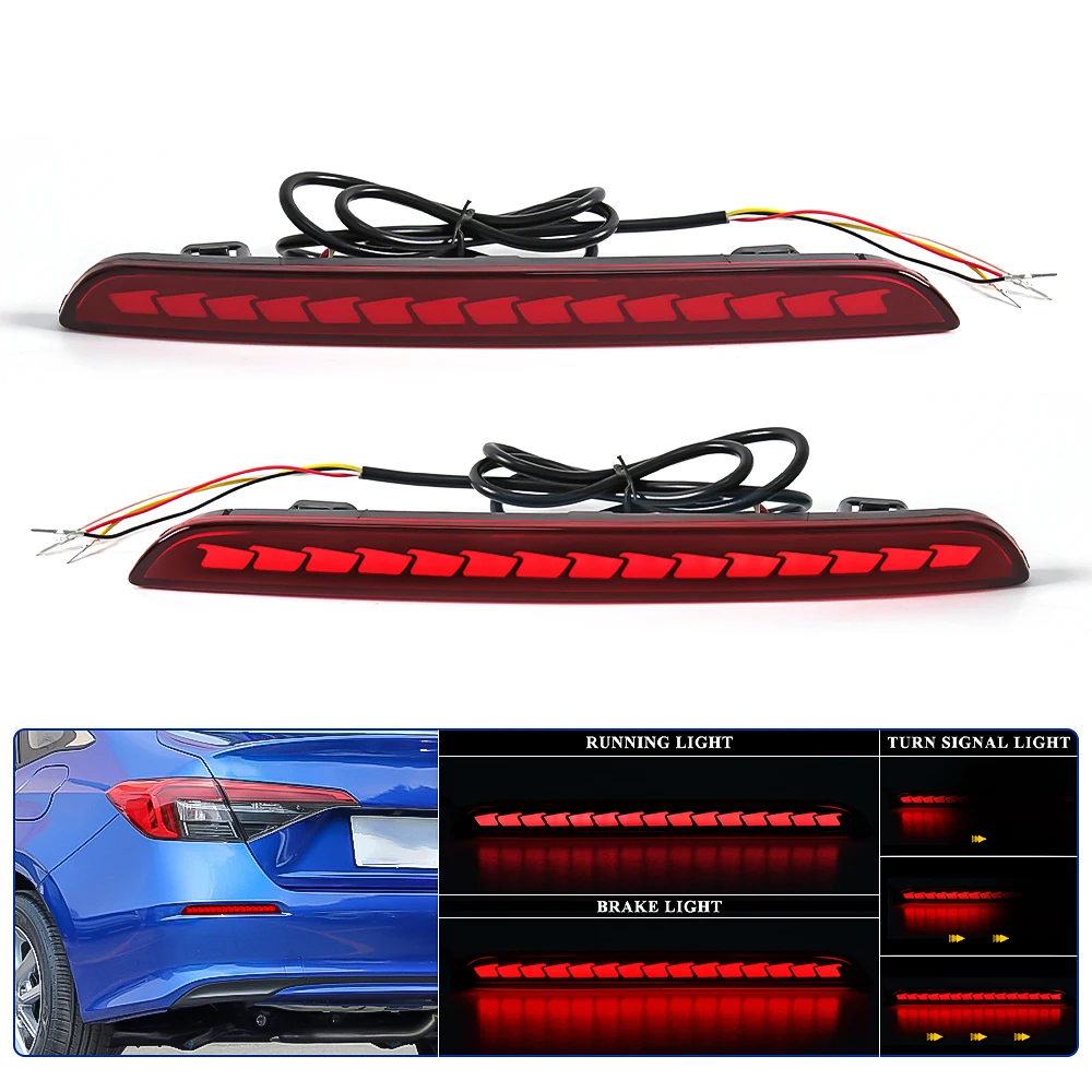 

LED Tail Lamp For Honda Civic 2021 2022 2023 Rear Bumper Reflector Light Dynamic Turn Signal Warning Lamp Car Accessories 12V