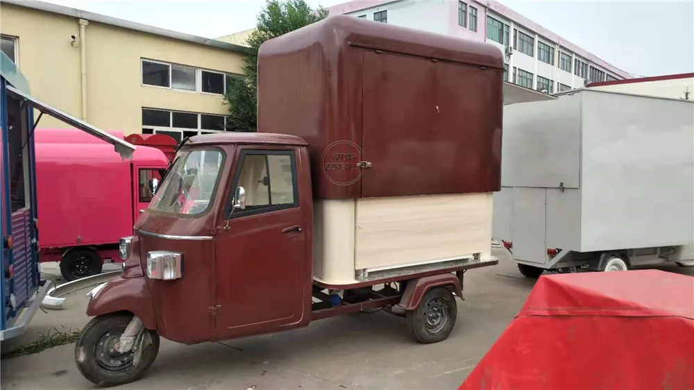 ในสต็อก MINI รถบรรทุกอาหาร Trailer Street เบียร์บาร์ไอศกรีมชาฟองกาแฟรถเข็นหยอดเหรียญ Kiosk Van ผู้ใหญ่รถสามล้อไฟฟ้า