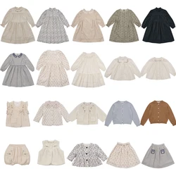 Kids Dresses 2023 New Autumn Winter Lou Girls Cute Lace Flower Print Long Sleeve Princess Dress Baby Child Fashion Clothes