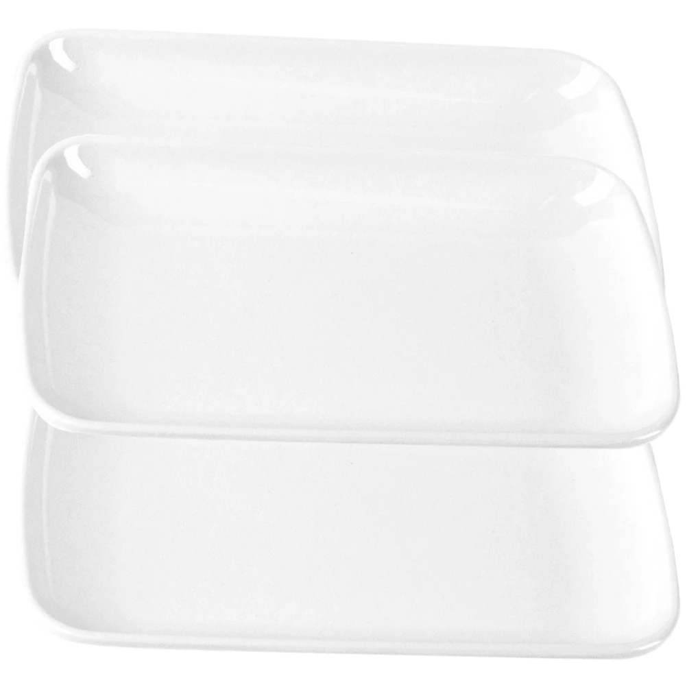 

3pcs Melamine Fast Food Snack Plates 7.5 Inch Breakfast Dessert Plates Easy Clean Kitchen Rectangular Platters