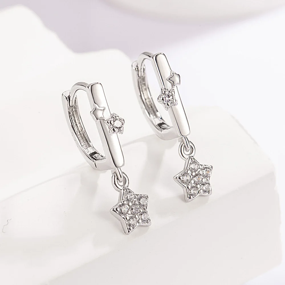 

925 Sterling Silver Wedding Star Tassel Stud Earrings For Women Engagement Elegant Luxury Jewelry 2025 Trend Jewellery
