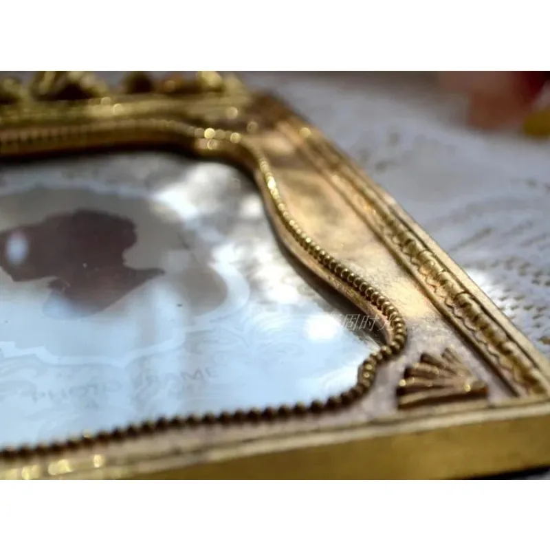 Gold Bowknot European Vintage Palace Resin 6-inch Photo Frame American Style Old Wall Hanging Luxury Carved Set