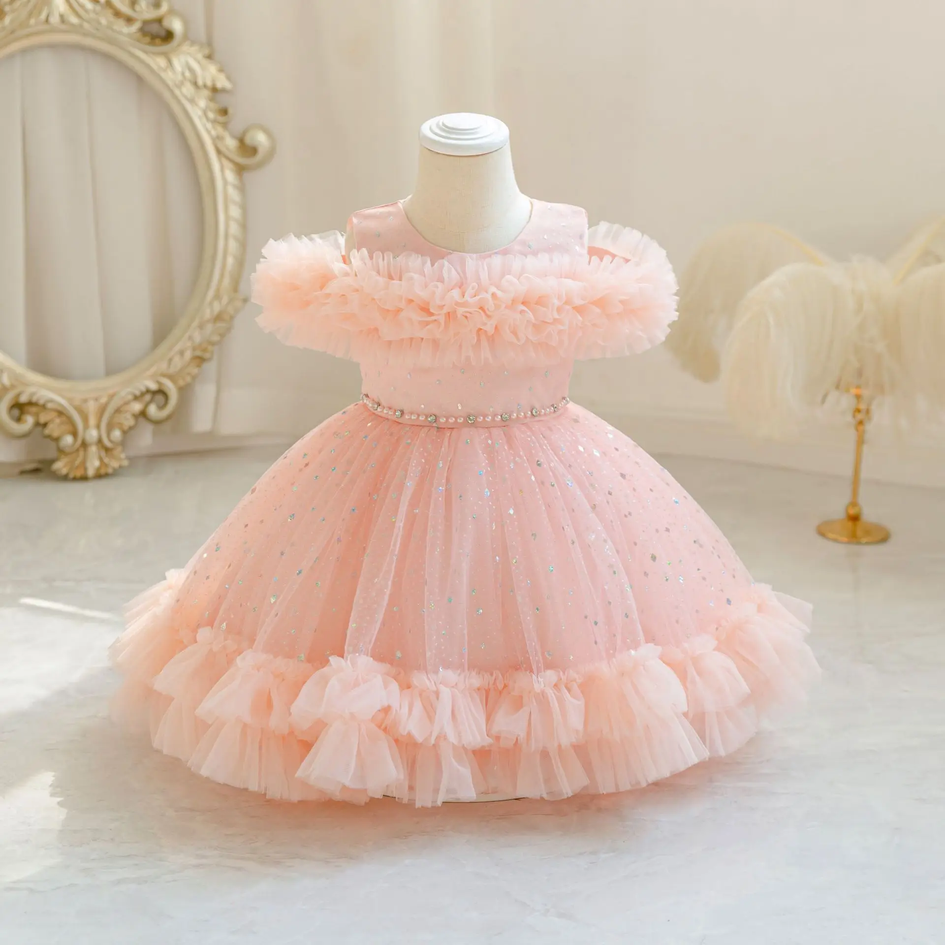 Baby Girl Princess Dress for Birthday Girl Elegant Party Dresses Gown Lace Kid Clothes 0-4Years