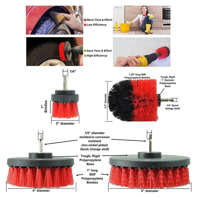 CYCLI-18-Piece Electric Drill Brush Set Power Tool Brush Set Accessories Tile Polishing Tire Cleaning Brush #6