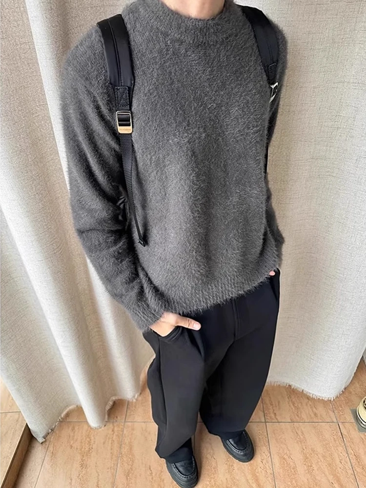 

Мягкий мужской вязаный свитер с круглым вырезом, зимний, в американском стиле, удобный, свободного кроя, с длинными рукавами