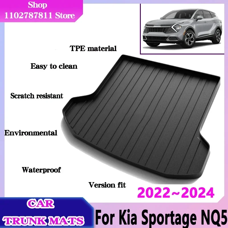 

For Kia Sportage 2023 Accessories 2024 NQ5 LWB Car Trunk Mat Easy Clean Waterproof Liner Tray TPE Material Protect Storage Pad