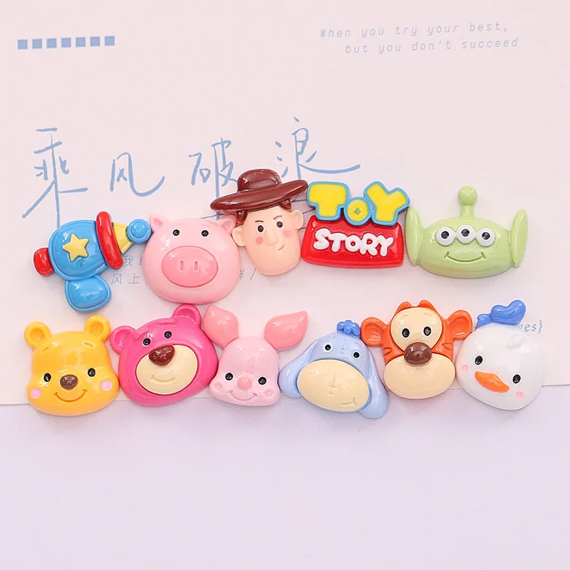 10 Pcs New Kawaii Bright faced cartoon cute animals Resin Flat Bottom Scrapbook DIY Craft For Nail 3D Decorations Jewelry A85 - Image 2