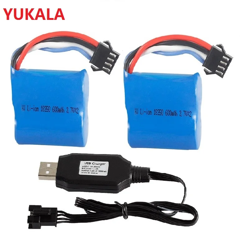 SM2P/SM4P 7.4V 600mAh 3.7V * 2 18350 batteria agli ioni di litio/set di caricabatterie USB per UDI001 UDI011 H100 H102 H106 Venom barca ad alta