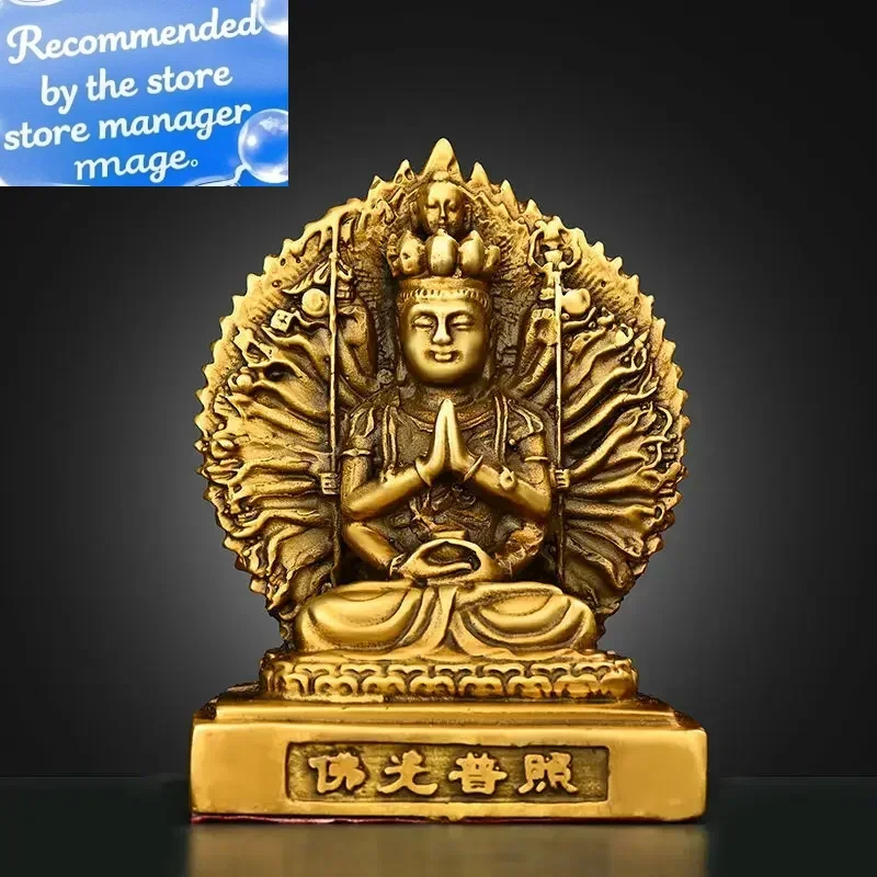 

Copper Car Ornaments Double-sided Holy Buddha Thousand Hands Guanyin Home Store Buddha Statue Car Decor