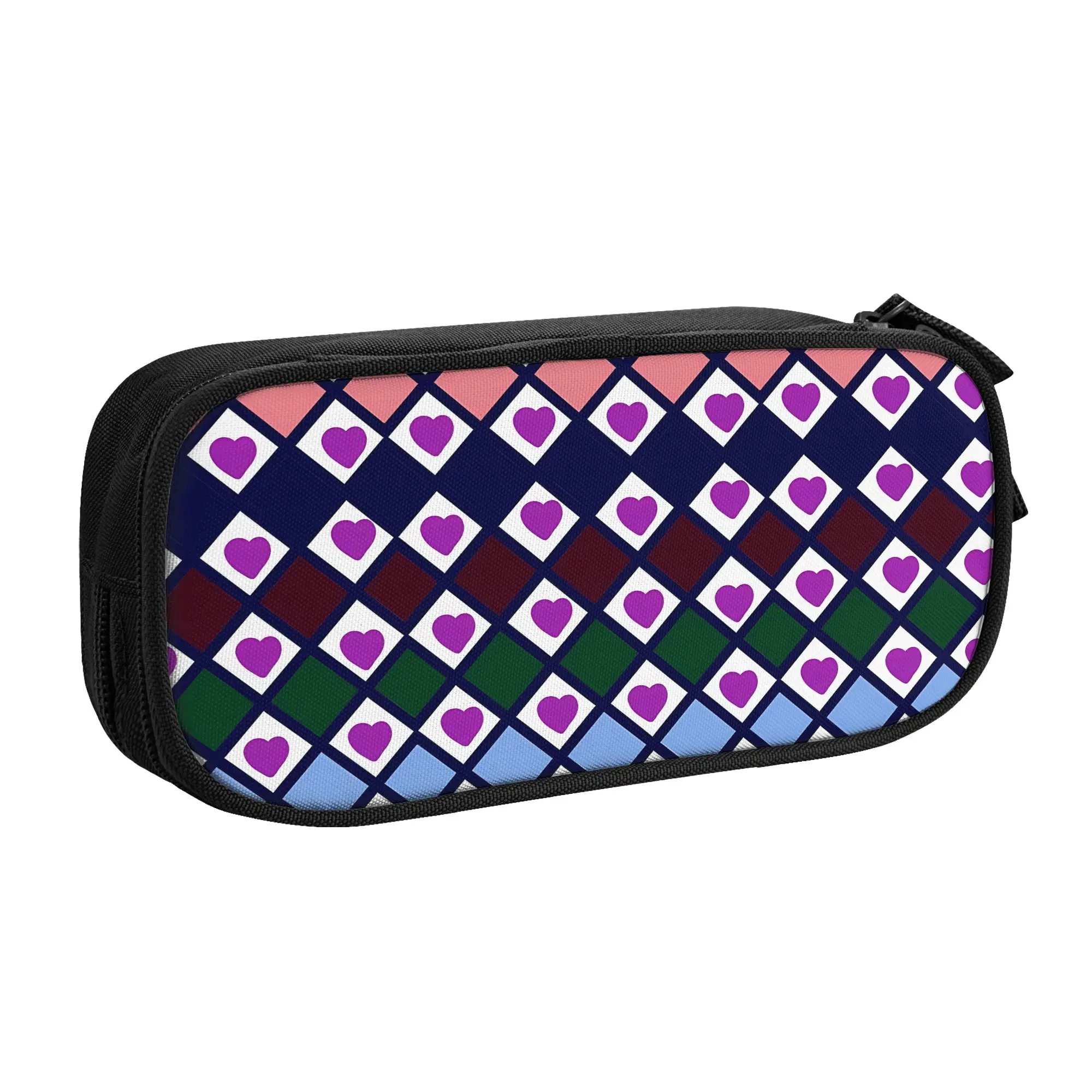 1 piece Stylish Rainbow Heart Diamond Pattern Pencil Case Teen Pen Bag Back To School Office Stationery Bag