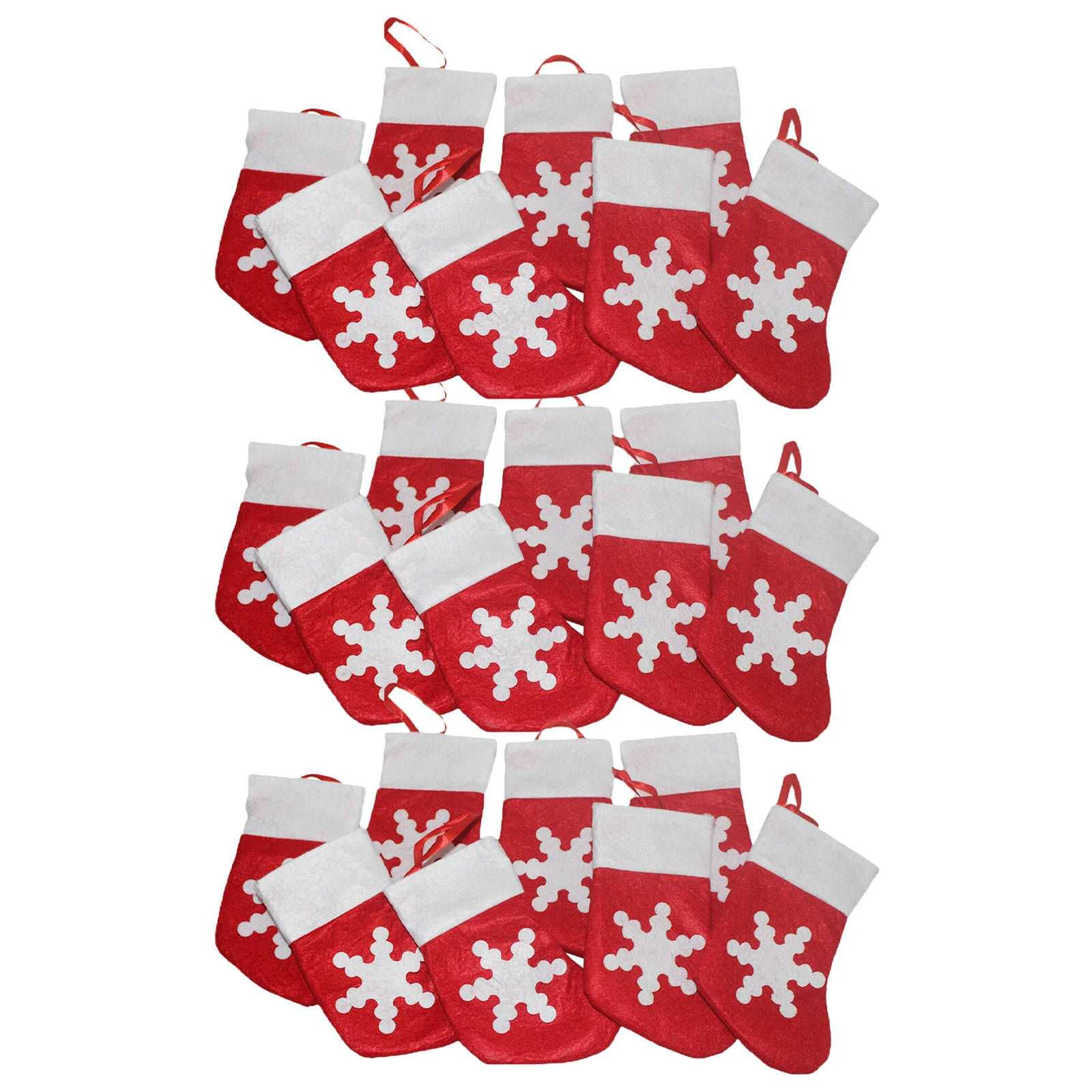 

24Pcs Small Christmas Stockings Gift Bag Felt Snowflake Design for Candy Snacks Tableware Storage Holiday Party Favors Pouch