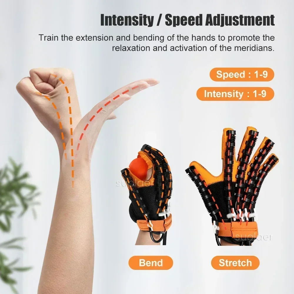 Heated Rehabilitation Robot Gloves Finger & Hand Function Workout Recovery Tool Hemiplegia Stroke Physiotherapy Training Device