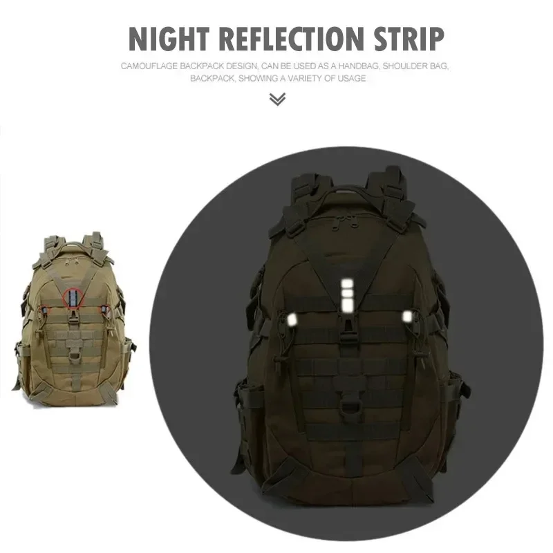 35L Taktischer Rucksack für Herren mit reflektierenden Streifen, modularem MOLLE-System, zum Klettern, Campen, Wandern, Trekking, Fitness, Reisen, Outdoor-Aktivitäten, Jagd, Aufbewahrungstasche – Detail 5