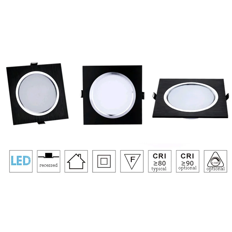 AC220V 110V Ultra-thin LED Downlight Spotlight Ceiling Light Grid Light 3W5W7W9W12W15W18W Recessed Downlight LED Panel Light
