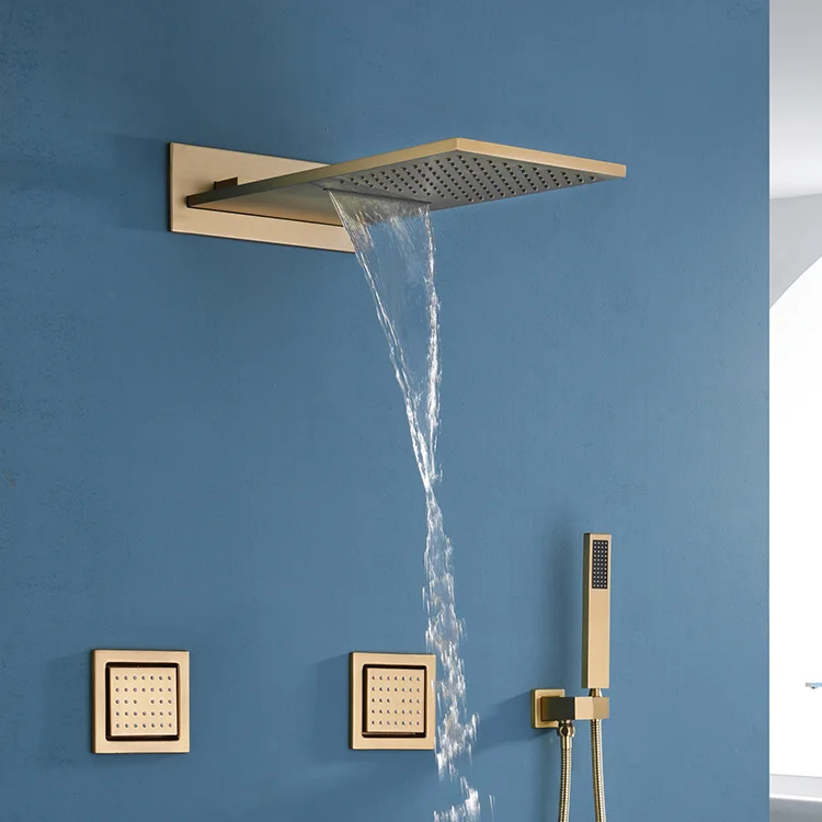 Grifo de techo de latón, masaje por chorro de lluvia, pulverizador suave, instalación oculta, juego de ducha de baño, producto, cabezal de ducha