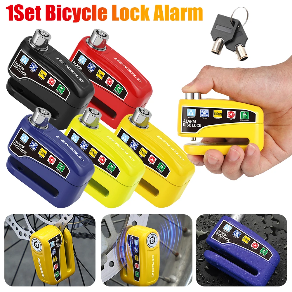 

Bicycle Alarm Disc Brake Electric Lock with Keys Motorcycle Alarm Brake Rotor Padlock Aluminum Alloy Motorcycle Bike Accessories