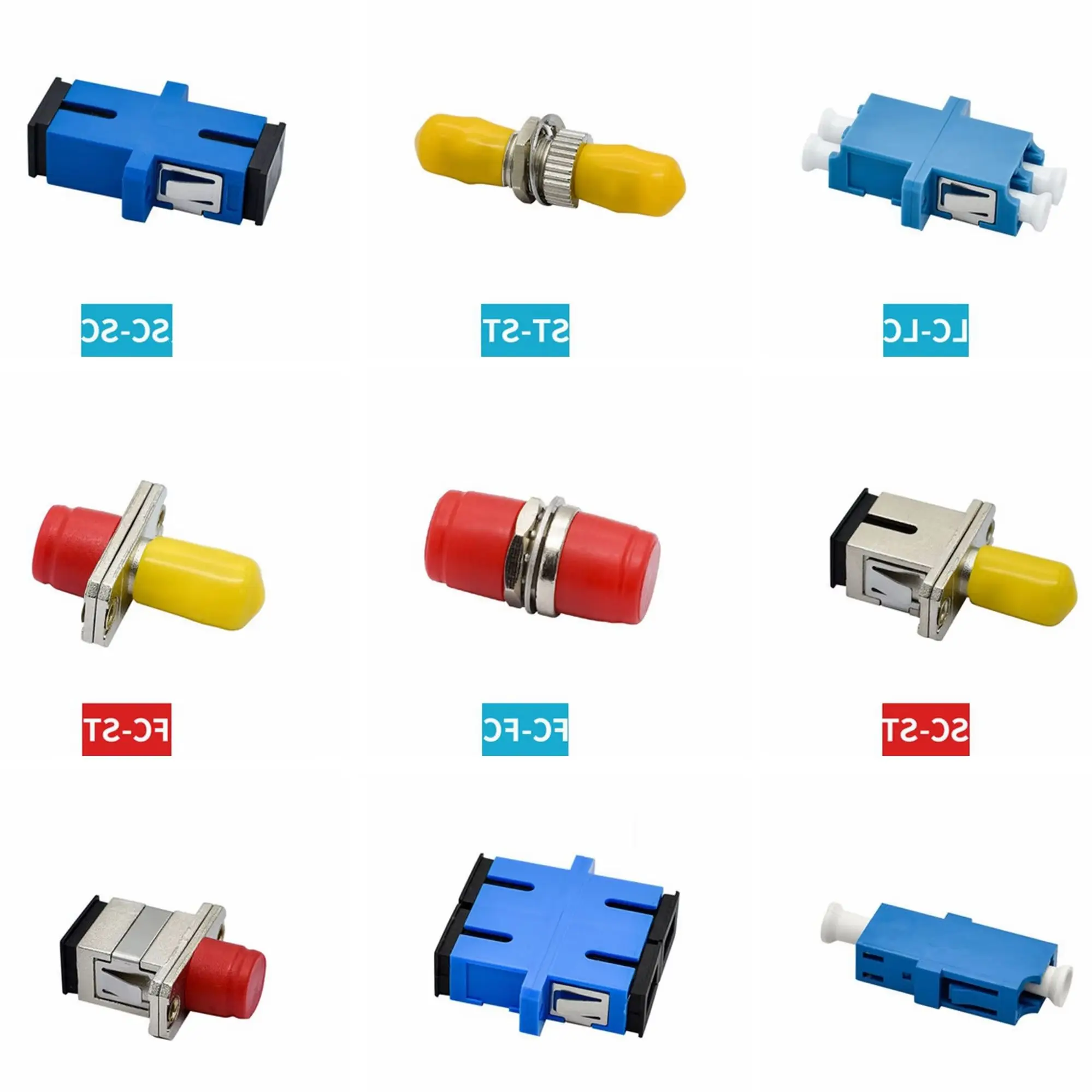 10pcs/bag Optical Fiber Butt Joint Simplex SC Flange FC LC ST Coupler Carrier Grade Optical Brazing Connector DIY Adapter