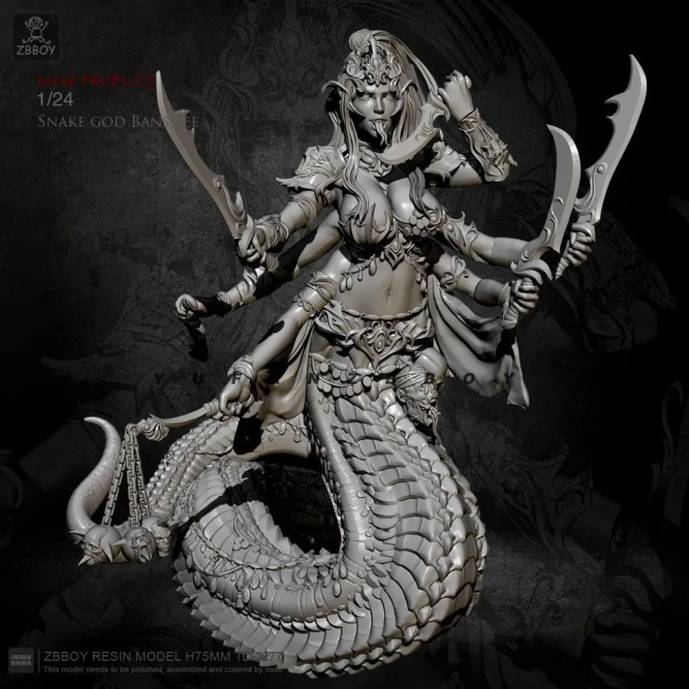 75mm Snake Evil Spirit Resin Model Crafts Self-assembly DIY Coloring Figurines Miniatures Decoration Gifts