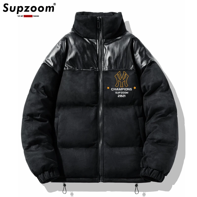 

Supzoom 2023 New Arrival Autumn And Winter Loose Casual Retro Suede Cotton-padded Patchwork Handsome Print Coat Warm Jackets Men