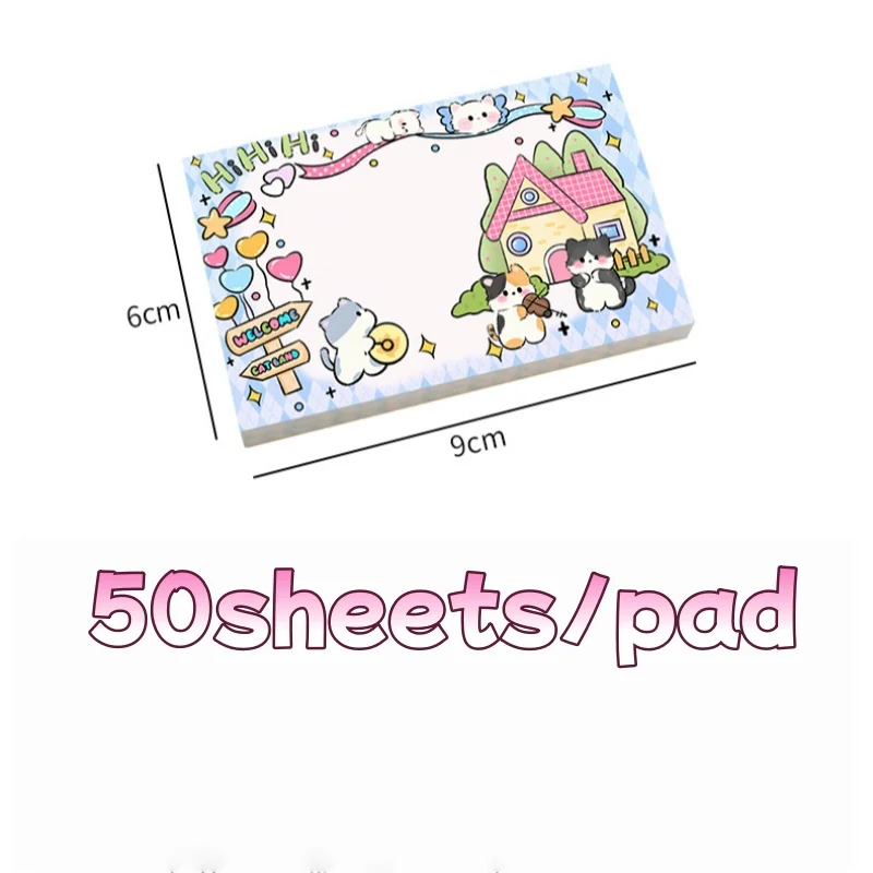 50/200/400sheets Cute Cat Sticky Note Cartoon Student Adhesive Stick Small Animal Stationery Sticker