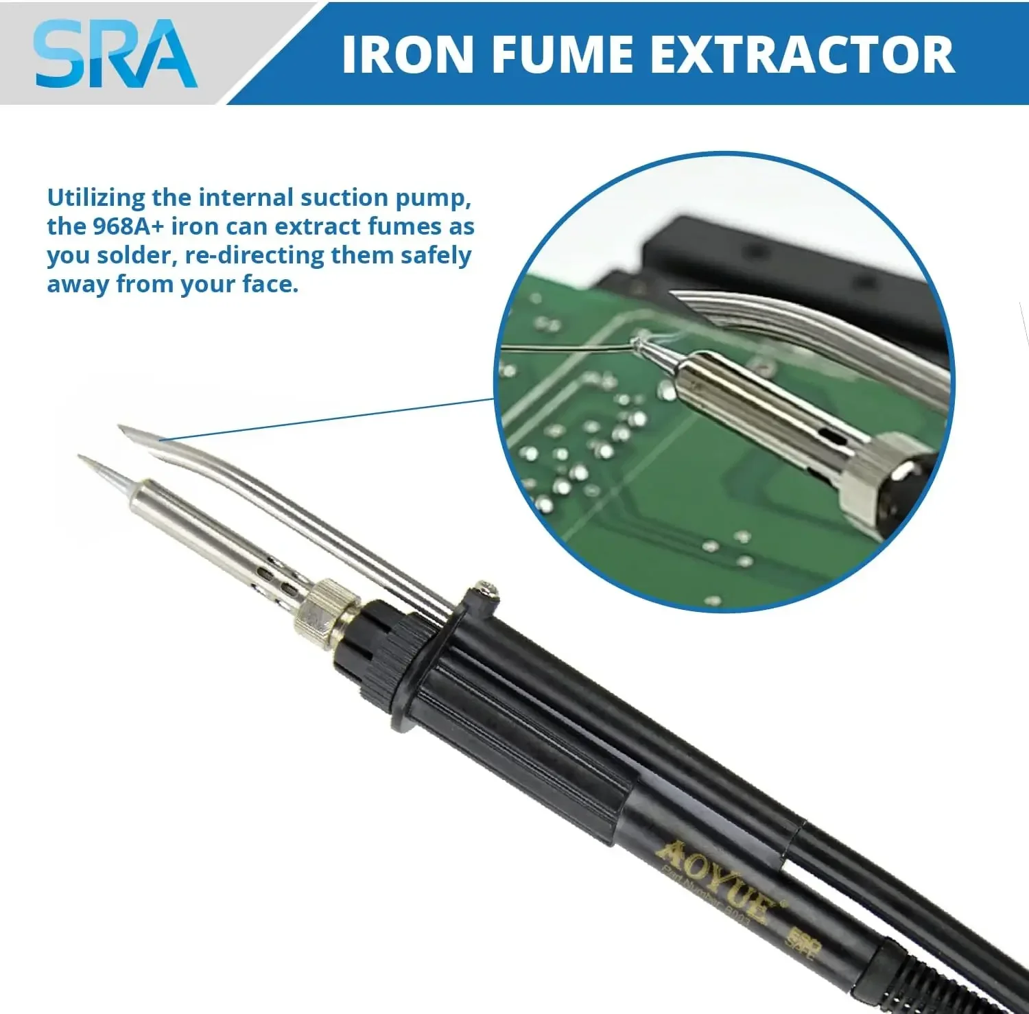 968A+ Professional SMD Digital Hot Air Rework Station with a Soldering Iron and Vacuum Pickup