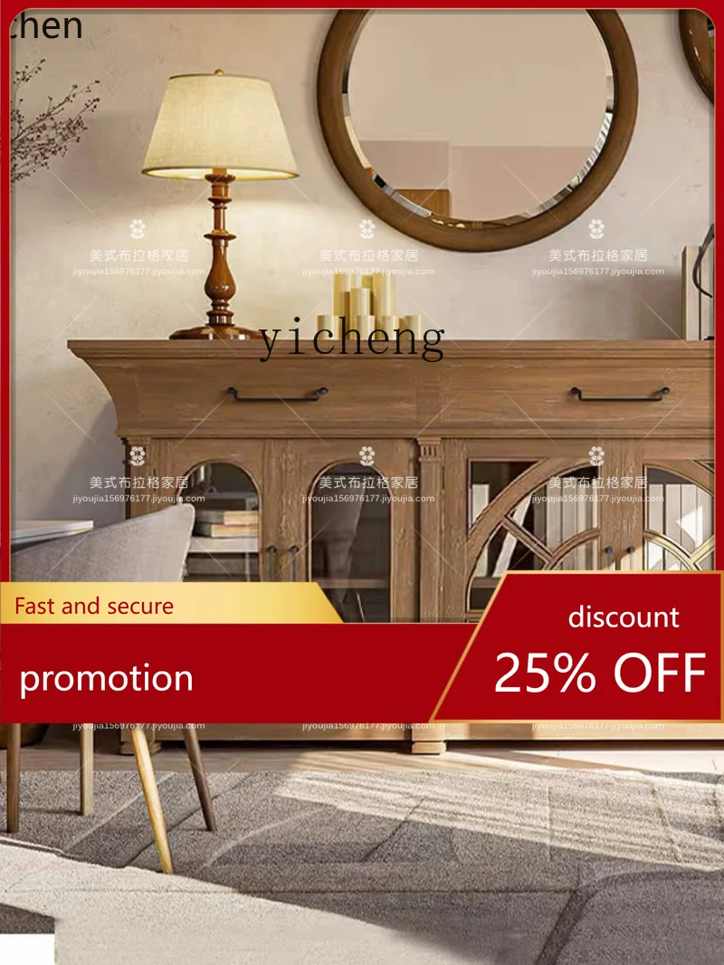 

ZMLAmerican Style Solid Wood Sideboard Cabinet Living Room Simple Wall-Mounted Entryway French Small Apartment Storage
