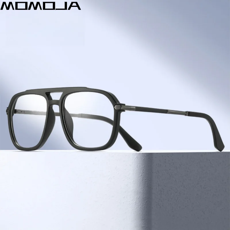 

MOMOJA Men's Pilot Double Beam Glasses Trendy Fashion TR90 Glasses Frame Comfortable Can Make Optical Prescription Glasses 97781