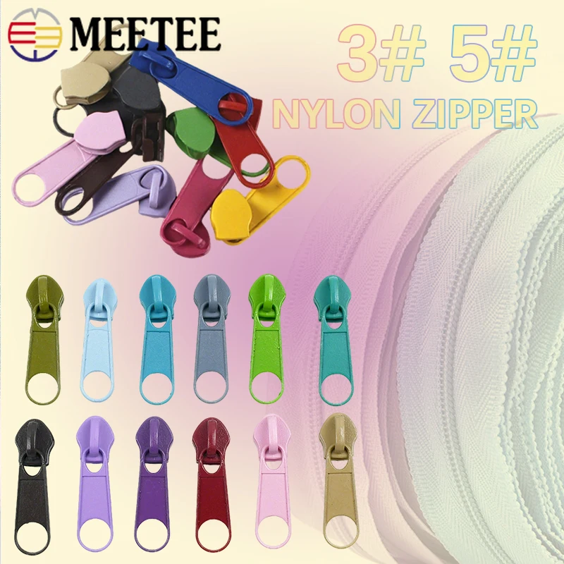 

20/50/100Pcs 3#5# Colored Nylon Zipper Puller for Bag Clothing Zip Replacement Slider Zippers Repair Kit DIY Sewing Accessories