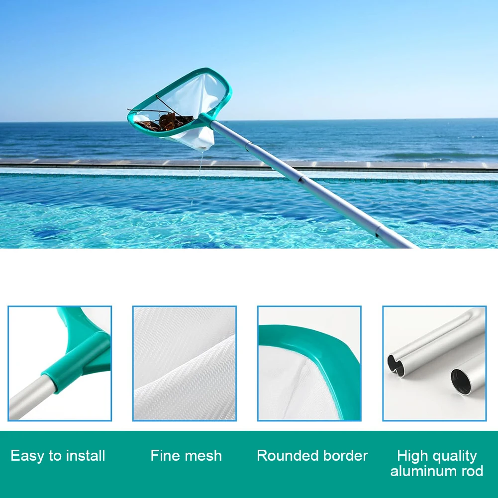 Pool Skimmer Net Swimming Pool Skimmer Net with Telescopic Pole Removal Leaf Rake Mesh Pool Ponds Cleaning Debris Tools