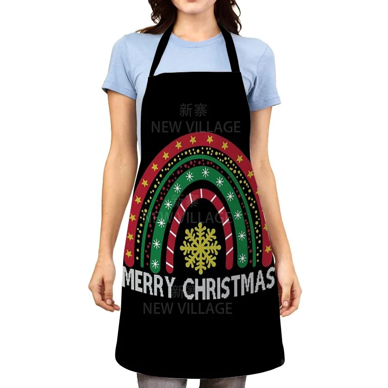 Festival Style Apron Kitchen Household Cleaning Pinafore Japanese Reindeer Pattern Christmas Printing Home Custom