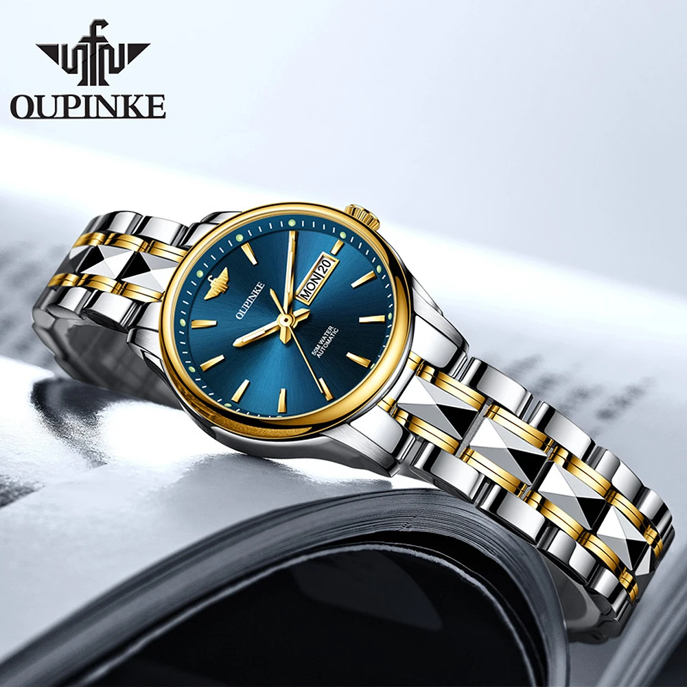 OUPINKE 3170 женские часы, роскошные модные элегантные кварцевые наручные часы для женщин, водонепроницаемые светящиеся часы с датой и днем, подарочная коробка Reloj