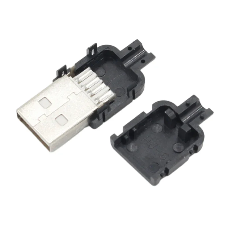 10 Sets DIY USB 2.0 Connector Plug A Type Male 4 Pin Assembly Adapter Socket Solder Type Black Plastic Shell For Data Connection