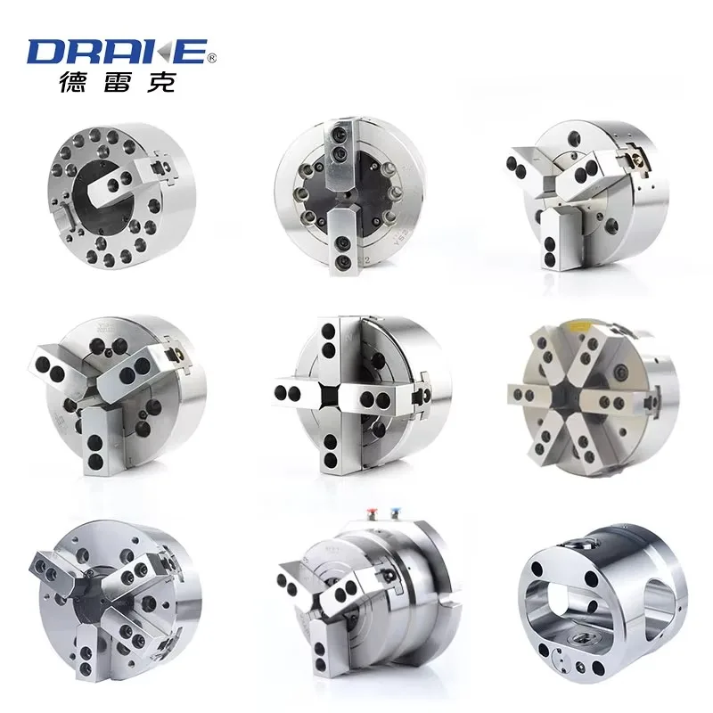 Machine Tools Pneumatic CNC Chuck Wood Lathe 3-jaw Chuck Semi-though Hole Power Collet Chucks Small Lathe
