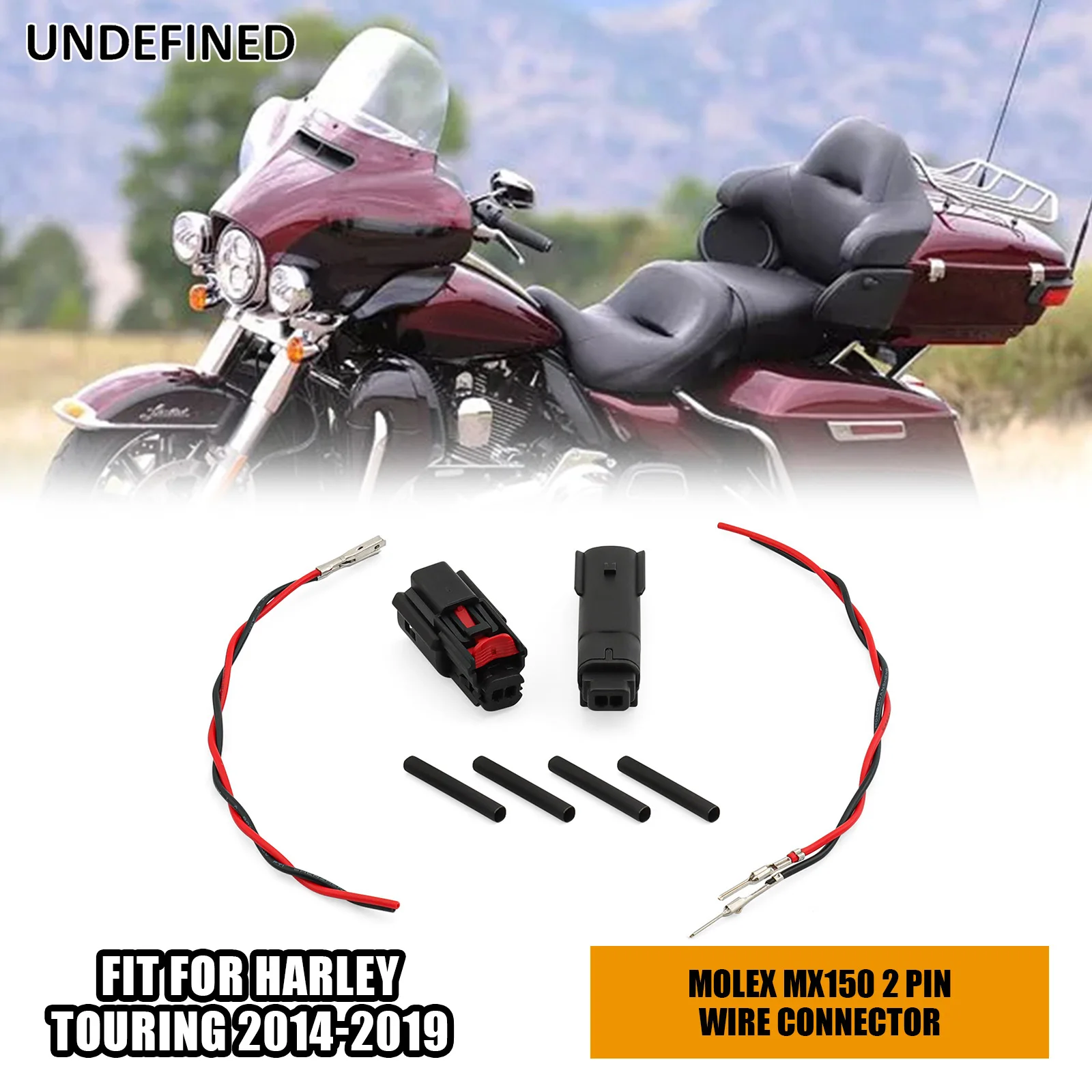 2-Pin MX150 Waterproof Connector Kit (Male/Female) for Harley Touring Road Glide Street Glide Electra Glide 2014-2019