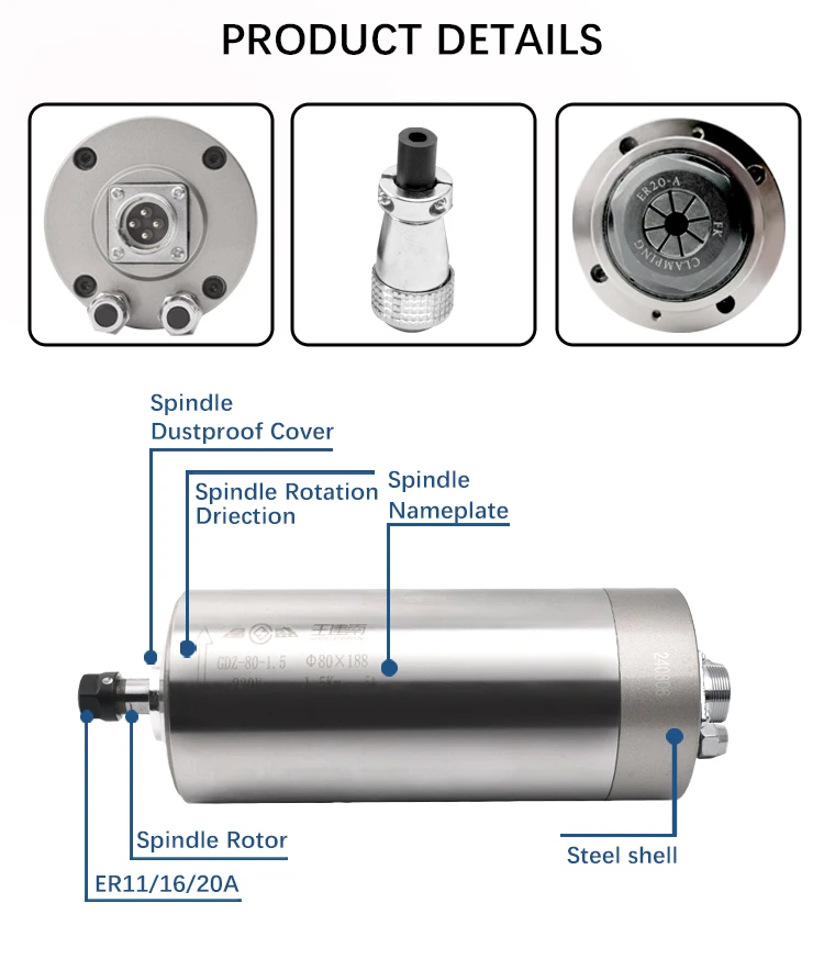 

1.5Kw 2.2kw 3.2kw water-cooled spindle numerical control router spindle machine tool spindle