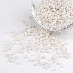 about 1101pcs/50g DIY Craft Beads 8/0 Opaque Colors Lustered Round Glass Seed Beads White Size: about 3mm in diameter hole:1mm