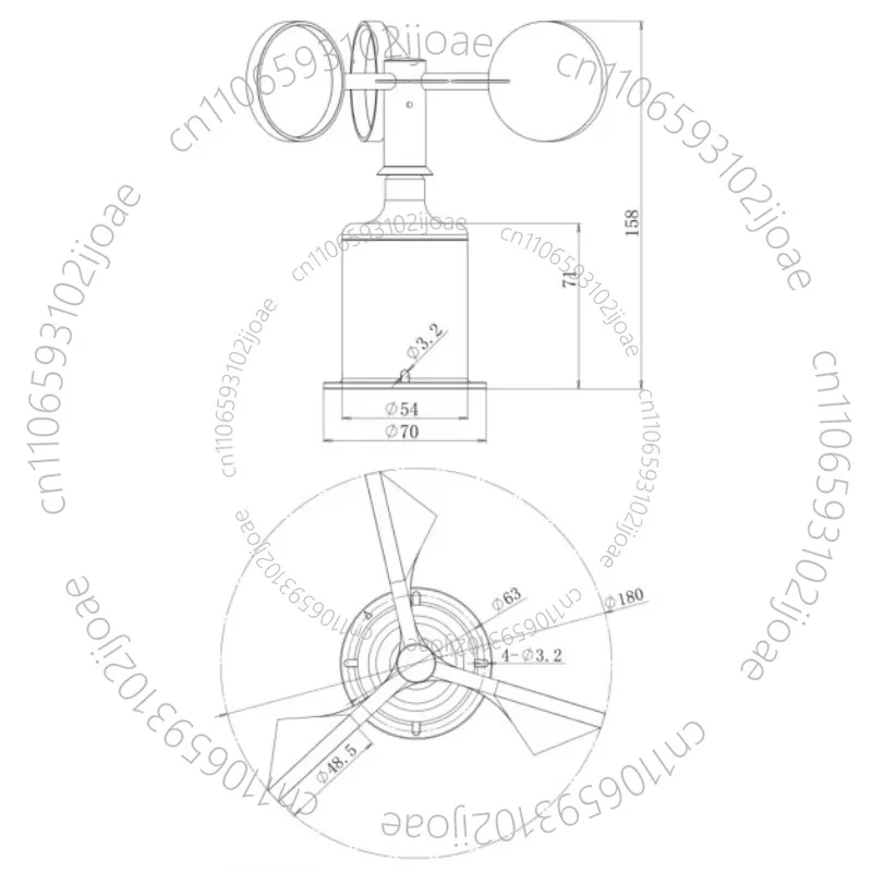 DC12V Power Supply 0-5V Voltage Output Wind Speed Sensor