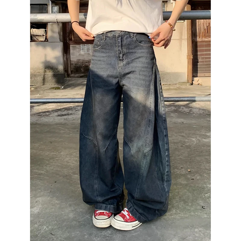 

YIBASHU 2026 Summer Women Blue Y2k Jeans Harajuku Baggy Denim Trousers Japanese 2000s Style Vintage Jean Pants Oversize Clothes