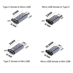 Usb-C to Micro USB Mini USB Adapter Type-C Female To Micro Usb Male Converter for Phone Tablet Camera Charging Adaptor