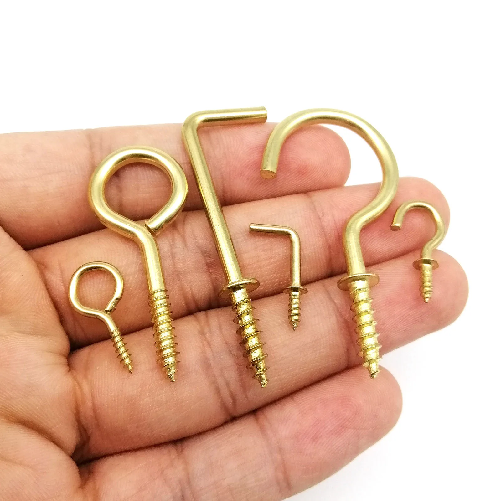 25 Stück Golden Picture Photo Frame Lamp Light Cabinet Plant Curtain Net Wire Eye Bolt Eyebolt Screw in Hanger O L C Cup Hook Clasp – Detail 5