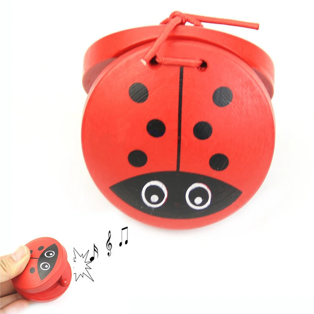 1pc Kid Children Cartoon Wooden Castanet Toy Musical Percussion Instrument