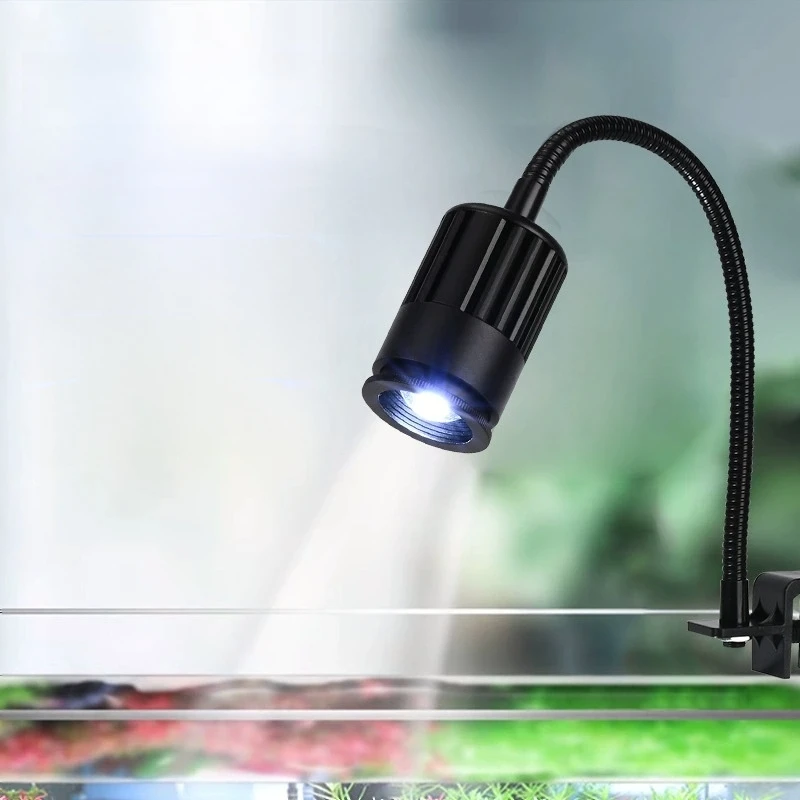 Aquatic Plant Aquarium Light, Full-Spectrum LED Clip, 3-Color Adjustable Focus  Spotlight