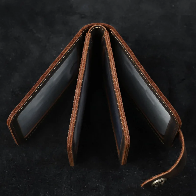 Vintage Handmade Crazy Horse Genuine Leather Card Horder Men Card ID Holders Leather Buiness Card Wallet Driving License Holder