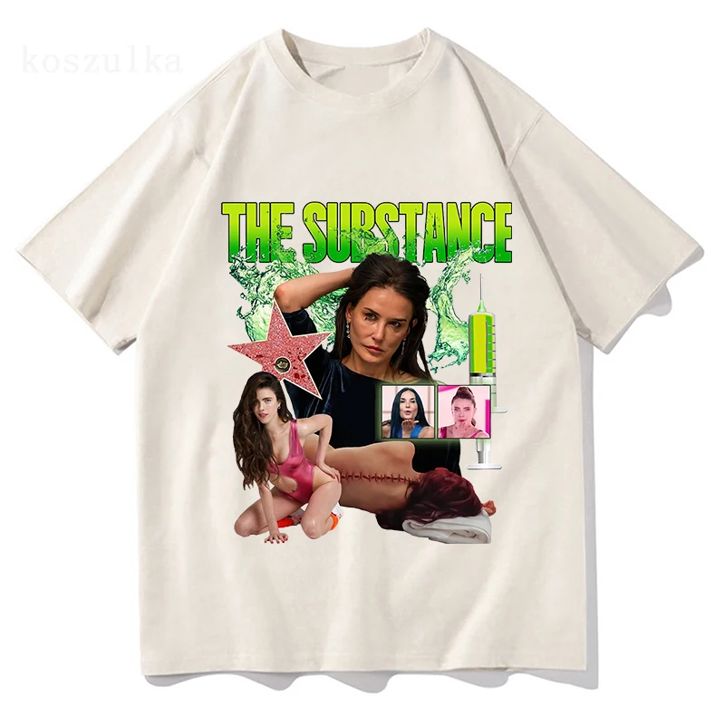 The Substance T-shirts Monstro Elisasue Merch Women Fashion Casual Pure Cotton Short Sleeve Hip Hop Tees Aesthetic Streetwear