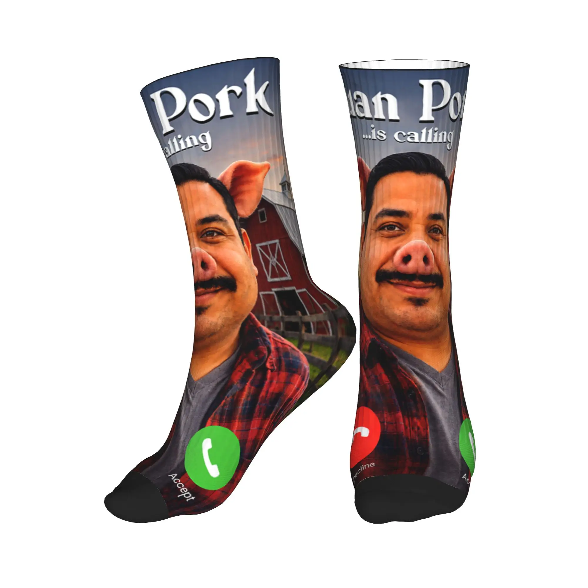 Men Socks Juan Pork is Calling Meme Funny  Stockings Winter Gothic Medium Soft Socks Graphic Climbing Non Slip Socks