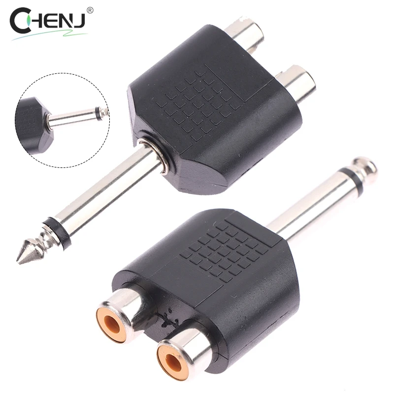 1pcs 6.5mm Male Audio Stereo/mono Jack Female To 2 RCA Male Audio Jack Connector Adapter Converter For Speaker