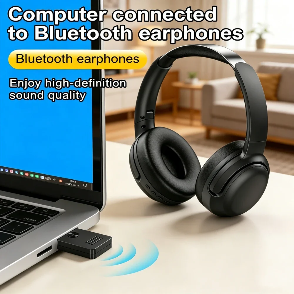 KEBIDU Bluetooth 6.0 Audio Receiver USB Dongle One TO Two Music Receiver Free Driver Wireless Receiver For Speaker Headphone