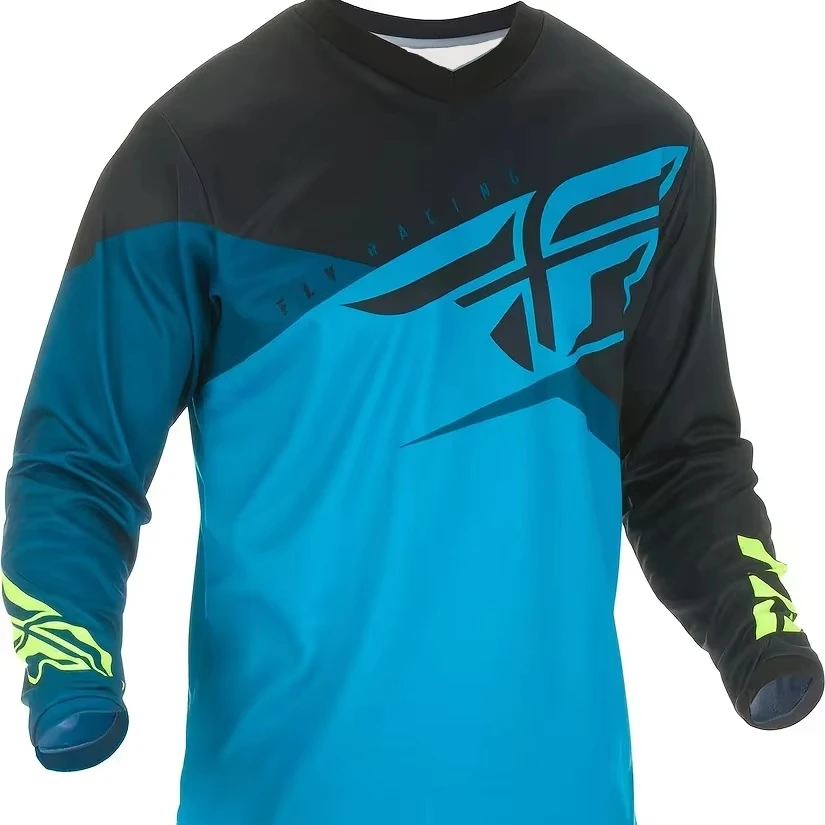 MEN'S LONG-SLEEVE COLOR-BLOCK MOTOCROSS/OFF-ROAD JERSEY – BREATHABLE QUICK-DRYING MTB & OUTDOOR CYCLING SHIRT KIDS view 3