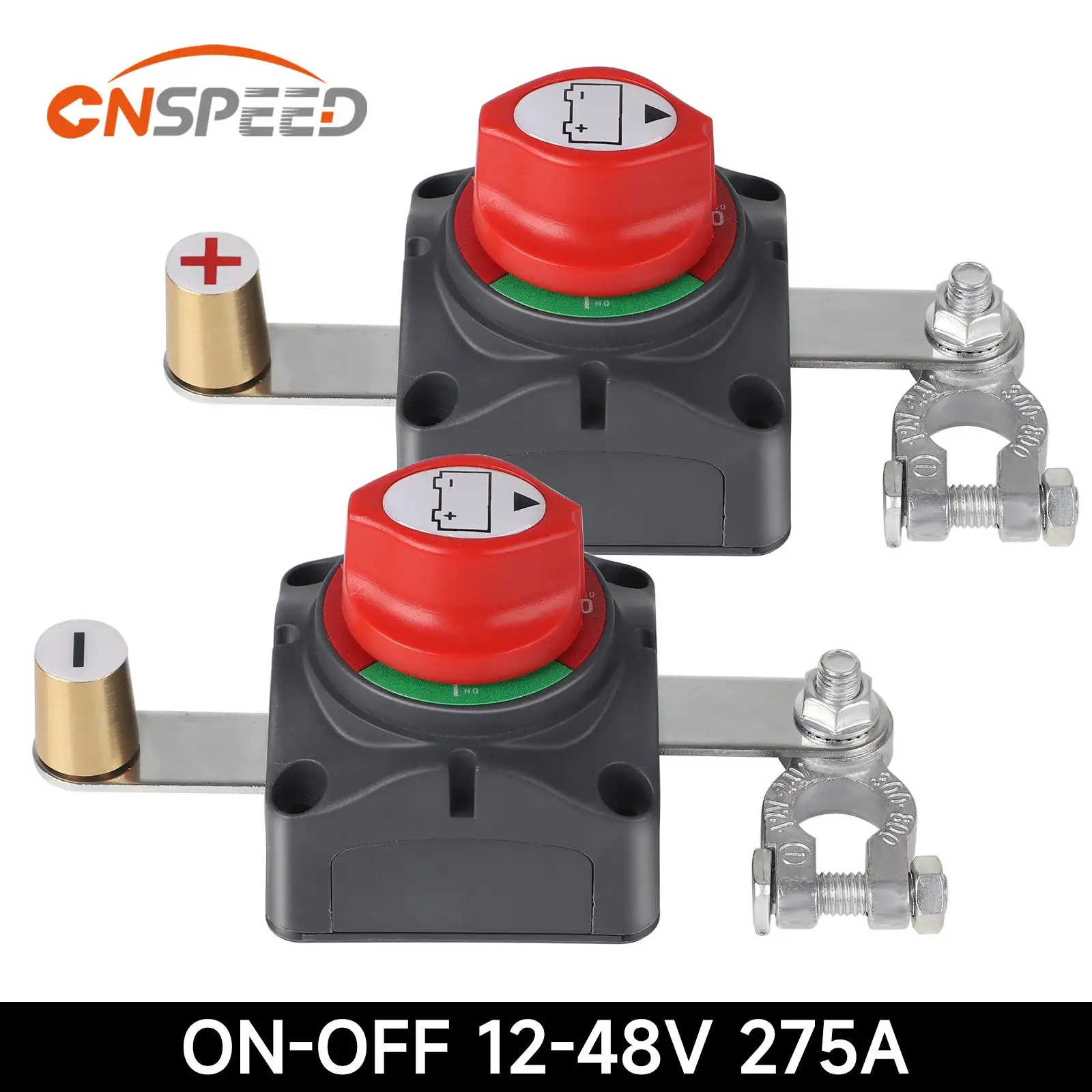 

CNSPEED 12V-48V Car Isolator Disconnect Rotary Switch 275A 2 Position On/Off Marine Boat Battery Disconnect Switch With Top Post